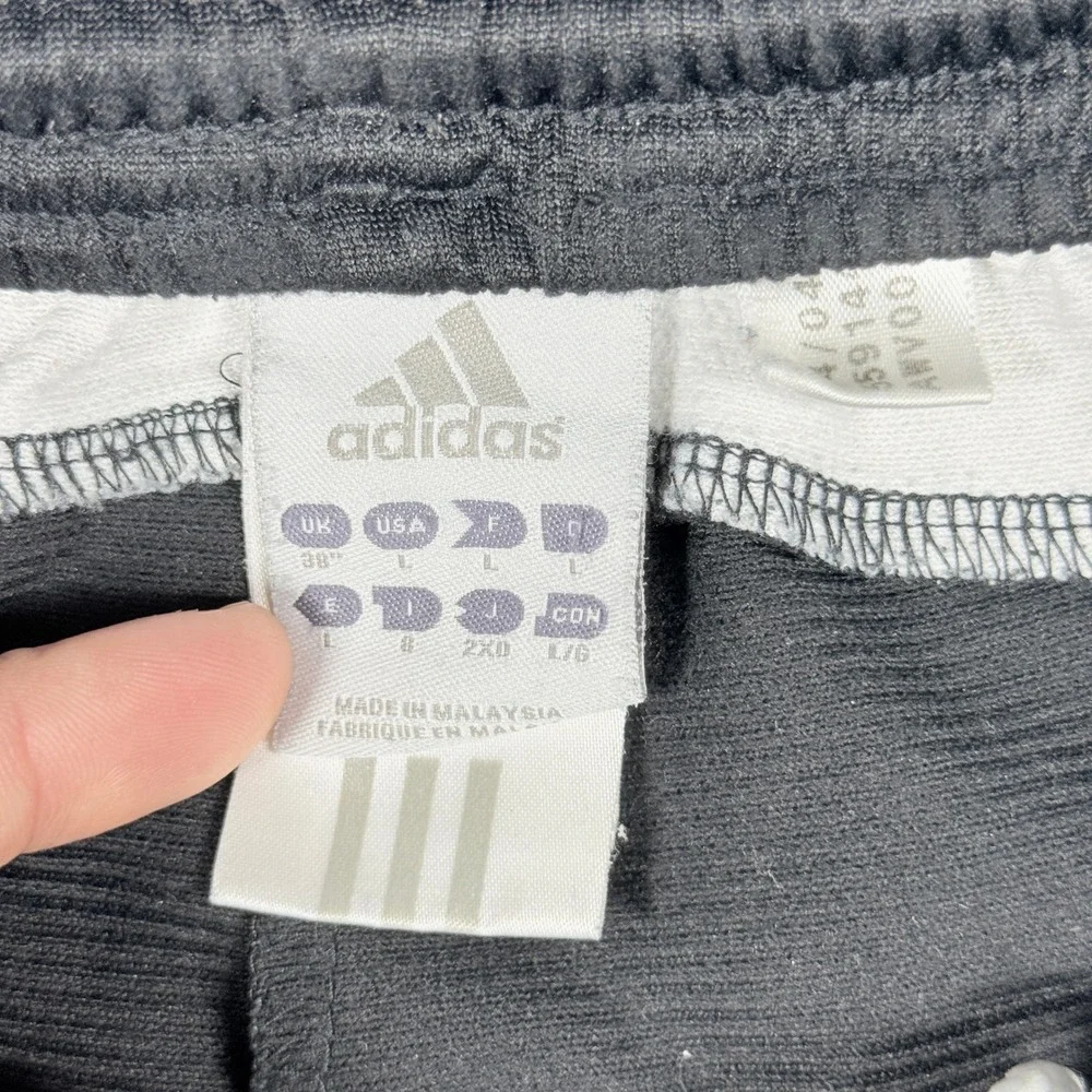 Adidas Mens Large Y2K Soccer Shorts Black White Climalite 3 Stripe 04/04